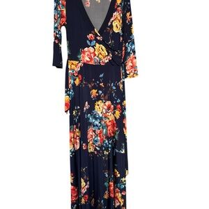 Navy Floral Long Sleeve Dress
